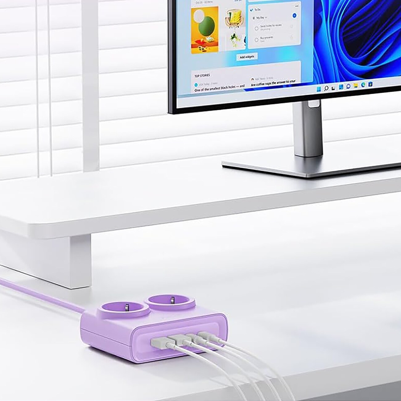 Orico PDC25 25 W 6-i-1 stikkontaktblokk 2x vekselstrøm + 2x USB-A + 2x USB-C – Lilla
