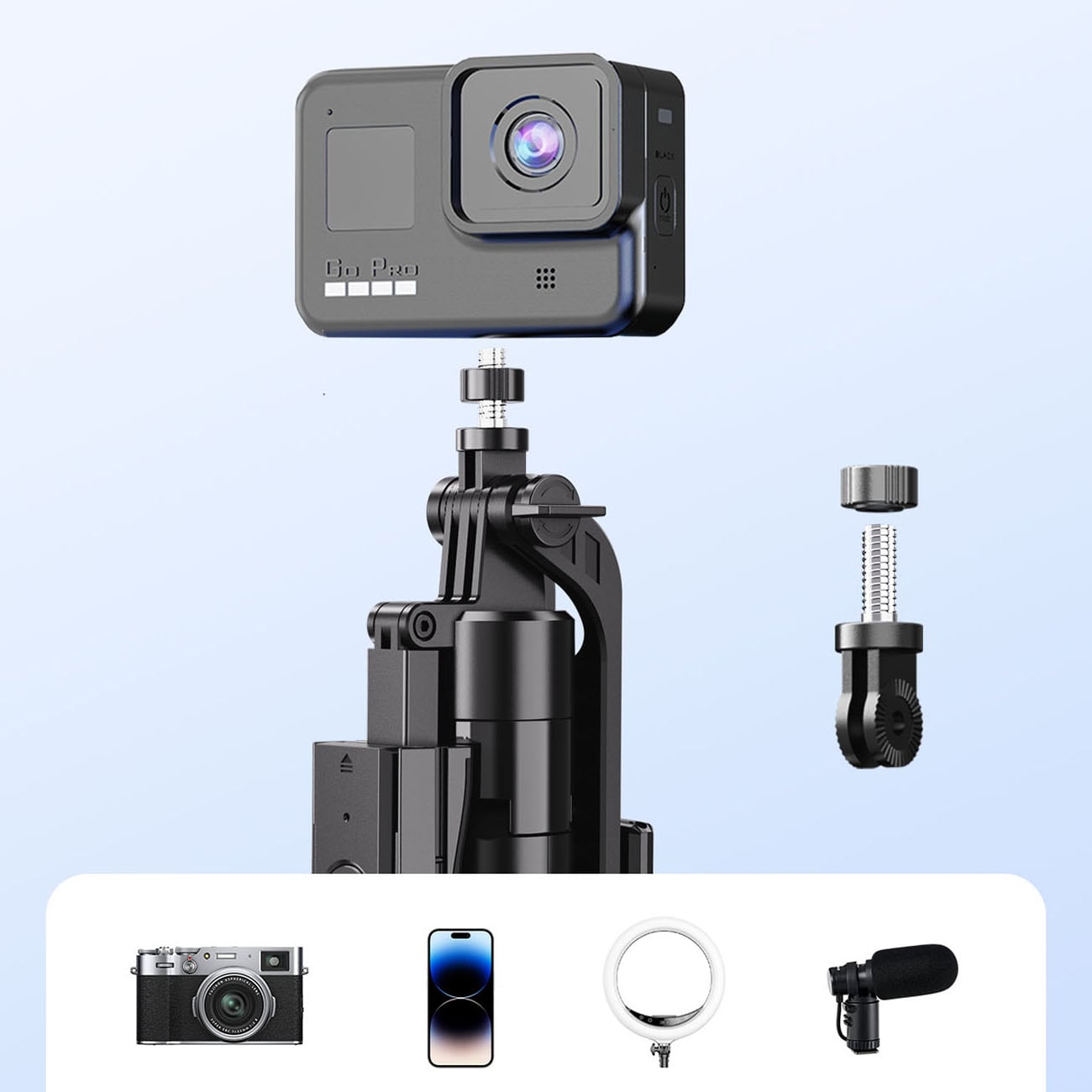 Selfiestang Orico SPN185 1/4" stativ for mobilkamera, 360° rotasjon, Bluetooth 5.2 – svart