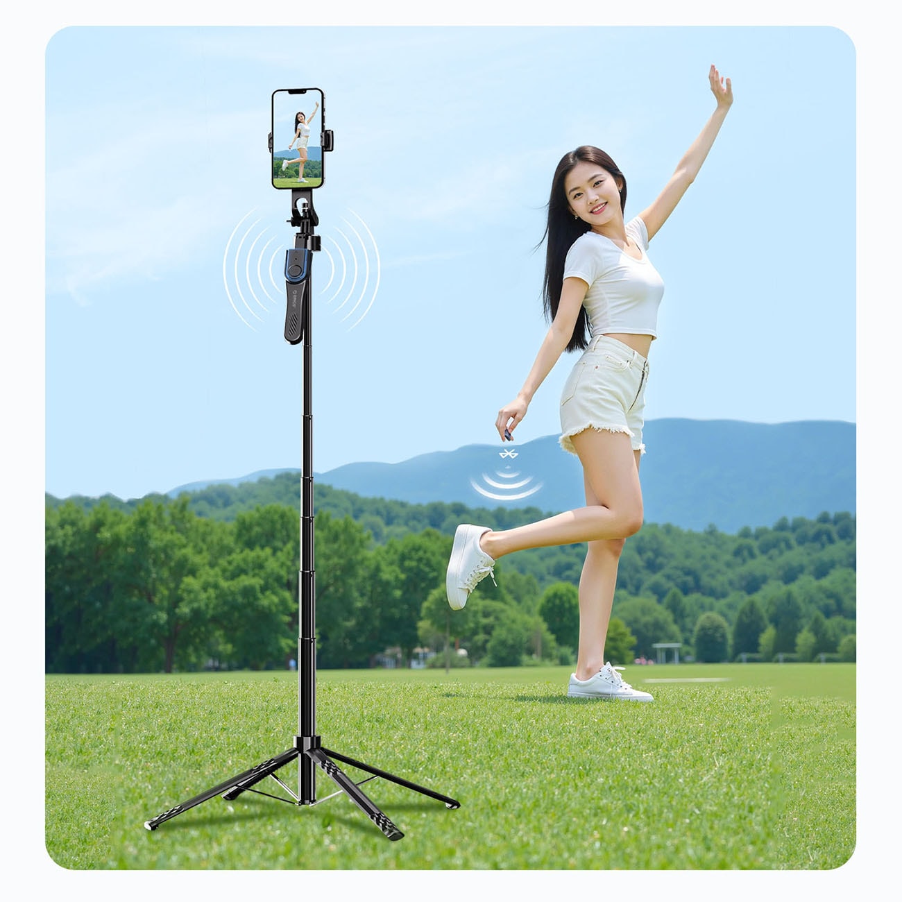 Selfiestang Orico SPN185 1/4" stativ for mobilkamera, 360° rotasjon, Bluetooth 5.2 – svart