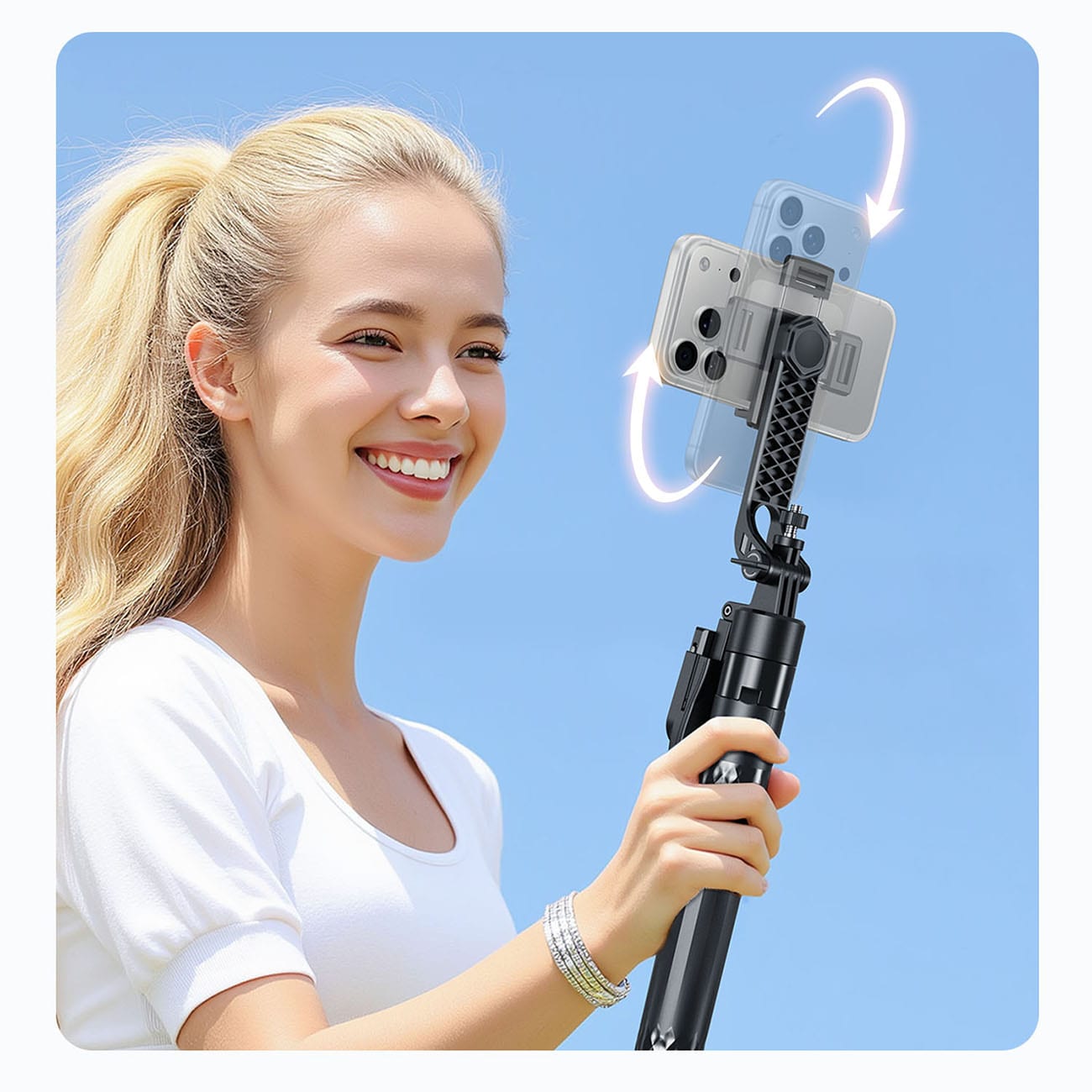Selfiestang Orico SPN185 1/4" stativ for mobilkamera, 360° rotasjon, Bluetooth 5.2 – svart