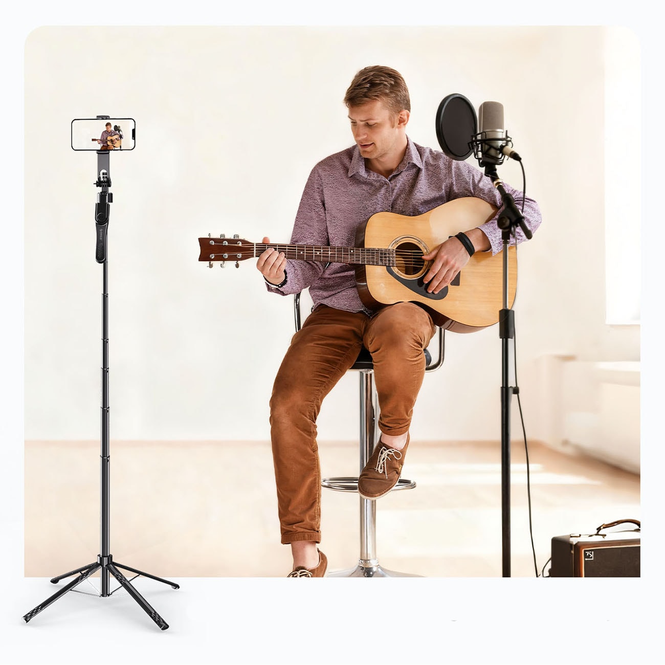 Selfiestang Orico SPN185 1/4" stativ for mobilkamera, 360° rotasjon, Bluetooth 5.2 – svart