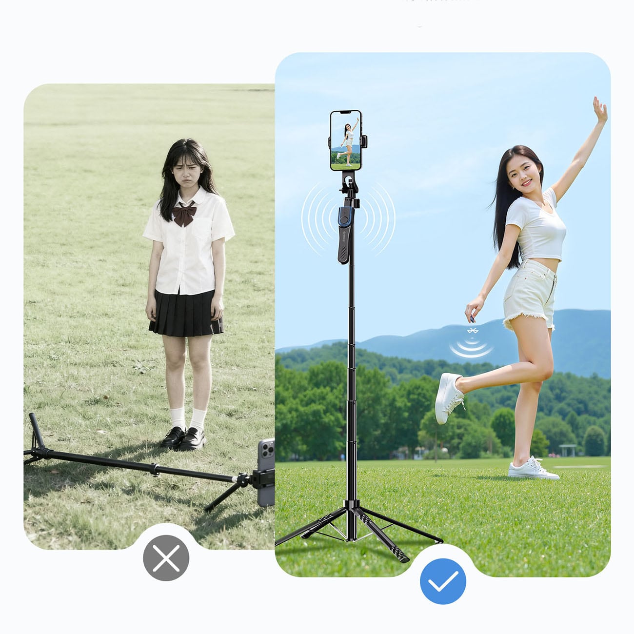 Selfiestang Orico SPN185 1/4" stativ for mobilkamera, 360° rotasjon, Bluetooth 5.2 – svart