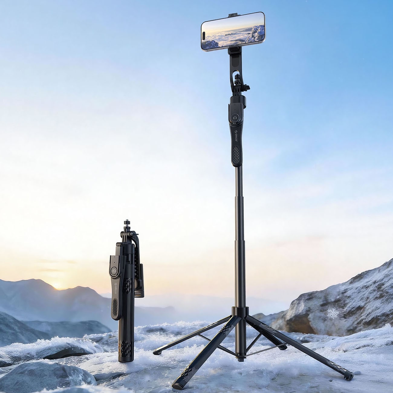 Selfiestang Orico SPN185 1/4" stativ for mobilkamera, 360° rotasjon, Bluetooth 5.2 – svart