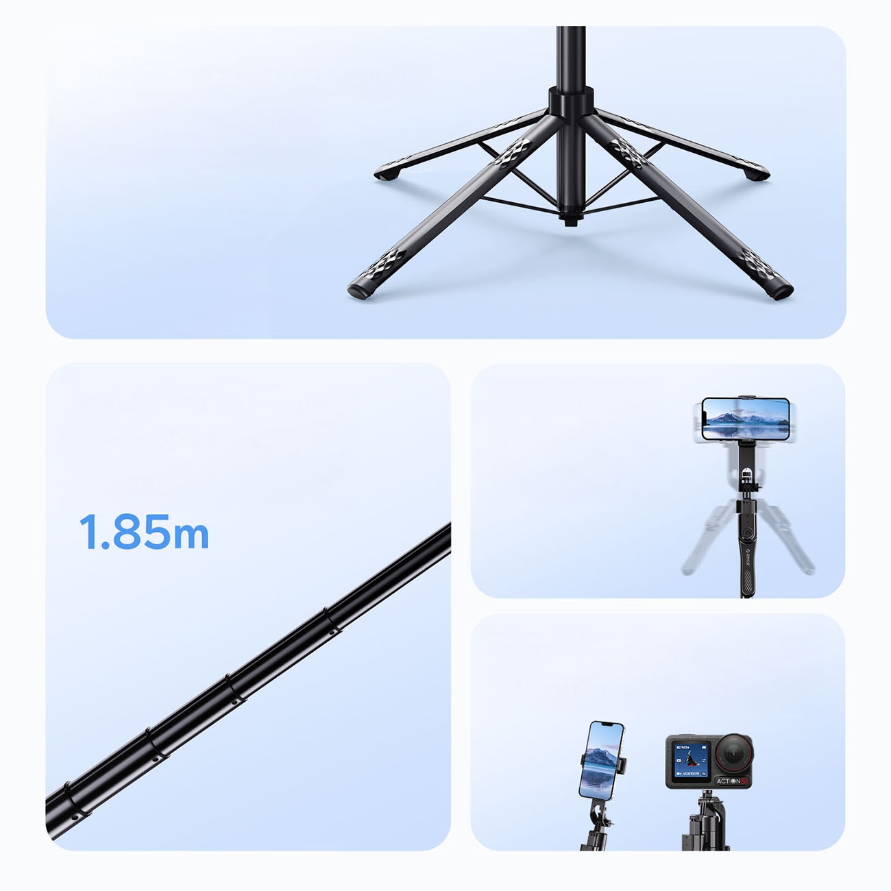 Selfiestang Orico SPN185 1/4" stativ for mobilkamera, 360° rotasjon, Bluetooth 5.2 – svart