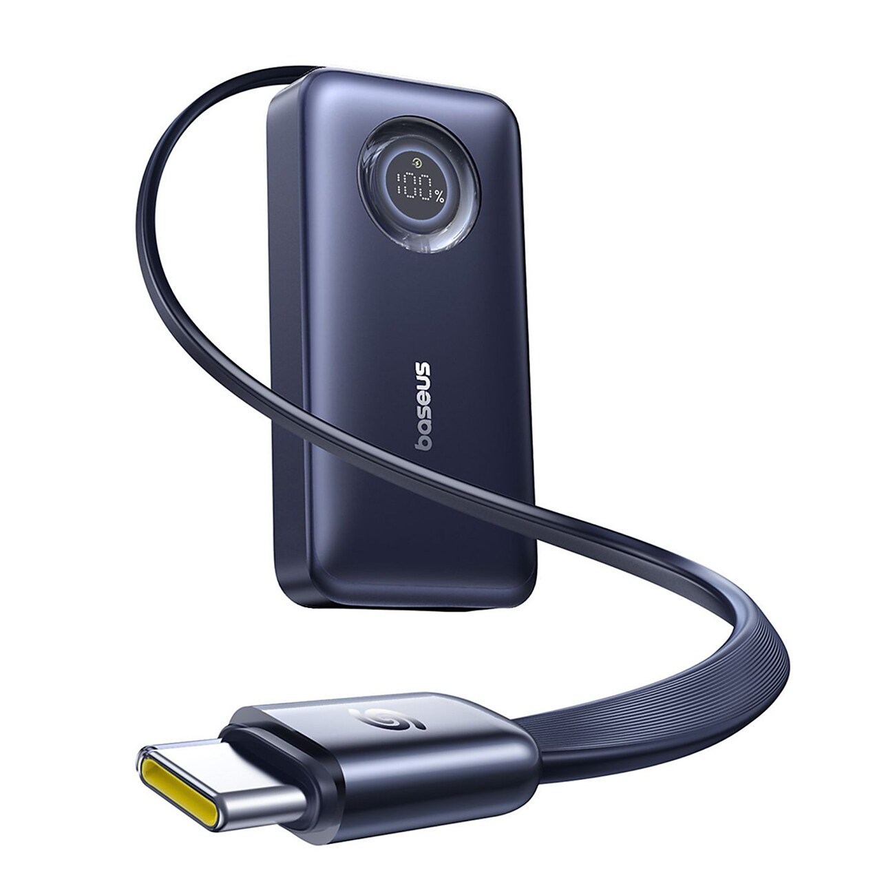 Baseus EnerCore CR11 10 000 mAh 45 W powerbank med uttrekkbar USB-C-kabel – svart