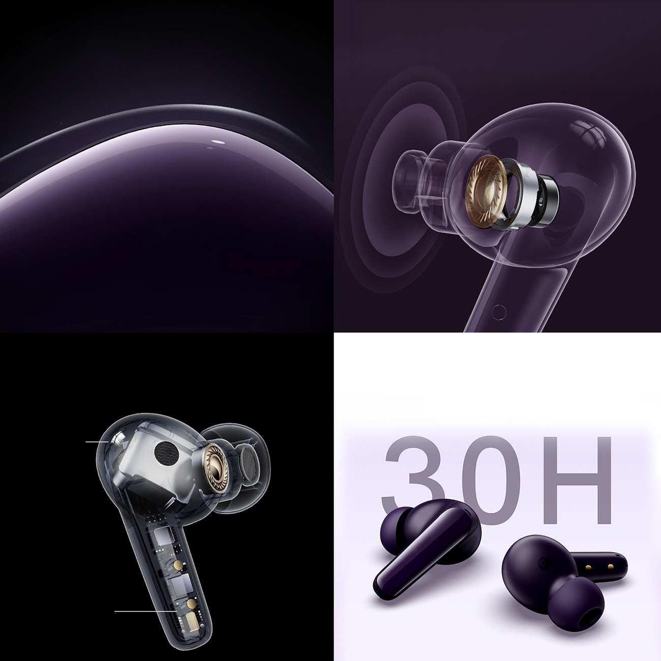 QCY T13X ørepropper med ENC, IPX5 og Bluetooth 5.3 – Lilla