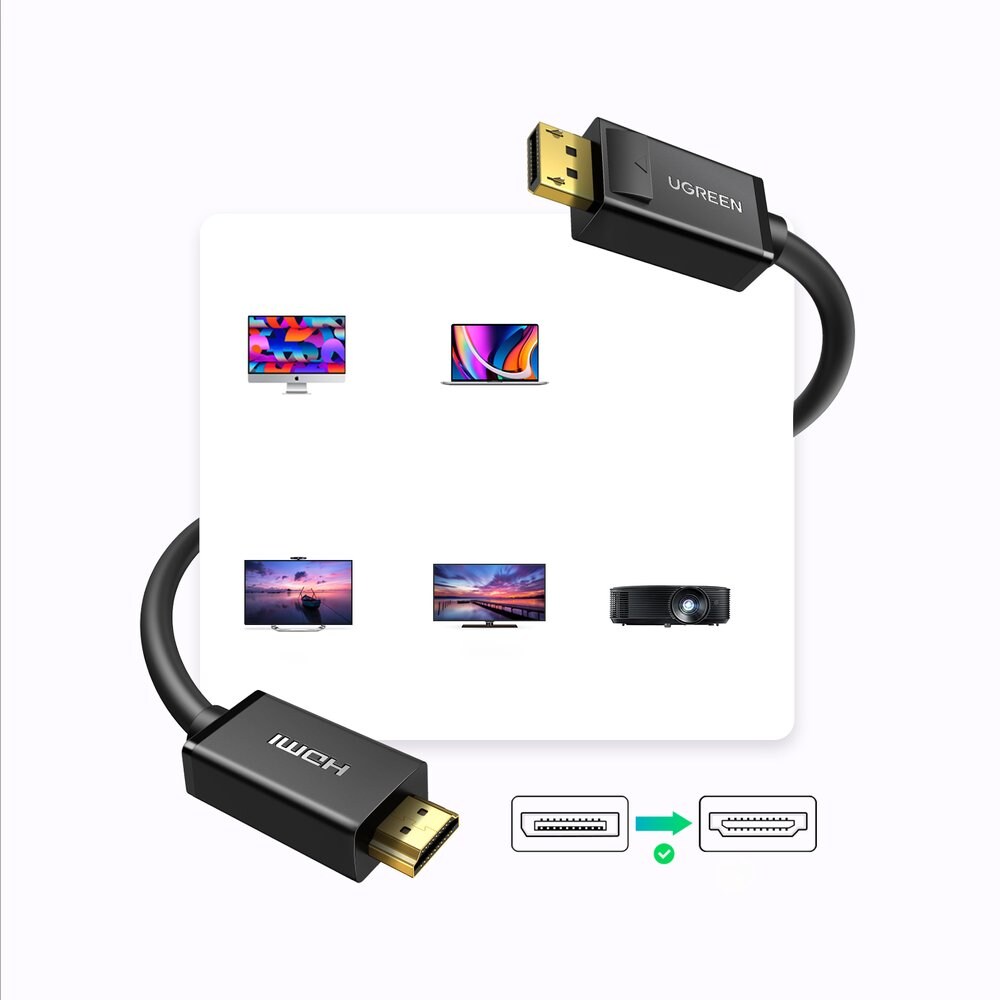 DisplayPort–HDMI-kabel Ugreen DP101 4K 3 m – svart