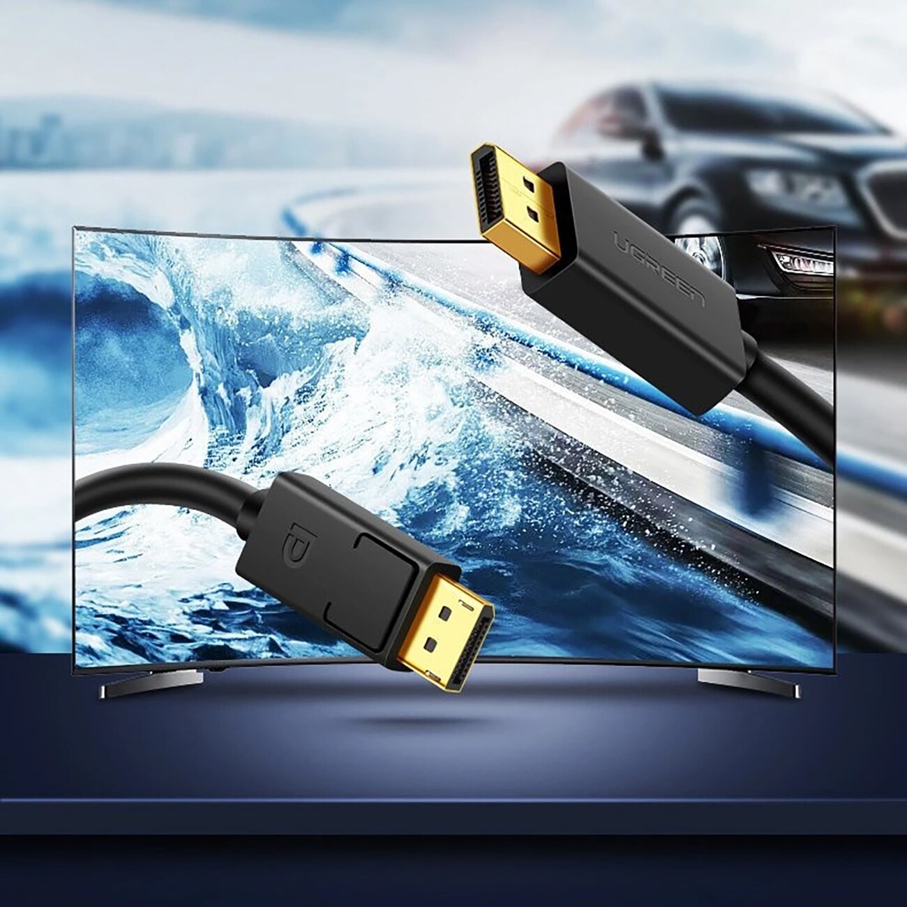 Ugreen DP102 10212 DisplayPort 1.2 4K / DisplayPort 1.2 4K-kabel, 3 m – svart
