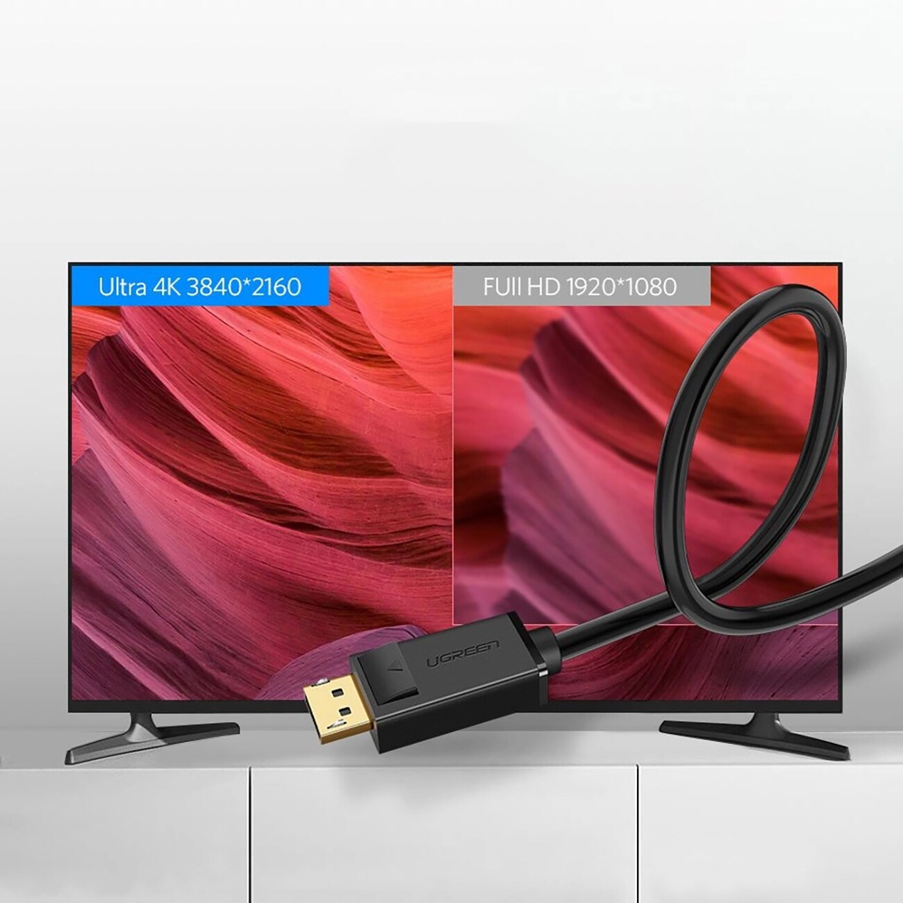 Ugreen DP102 10213 DisplayPort 1.2 4K / DisplayPort 1.2 4K-kabel, 5 m – svart