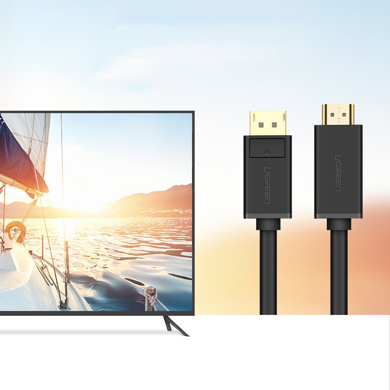 Ugreen ensrettet DisplayPort-til-HDMI-kabel, 4K, 30 Hz, 32 AWG, 1,5 m, svart (DP101 10239)