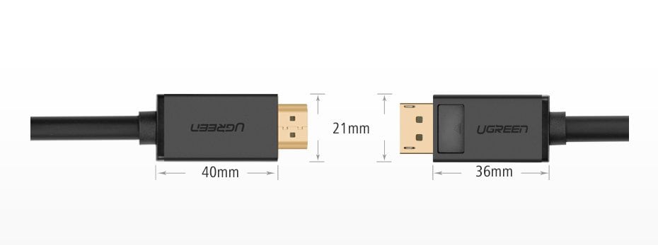 Ugreen ensrettet DisplayPort-til-HDMI-kabel, 4K, 30 Hz, 32 AWG, 1,5 m, svart (DP101 10239)