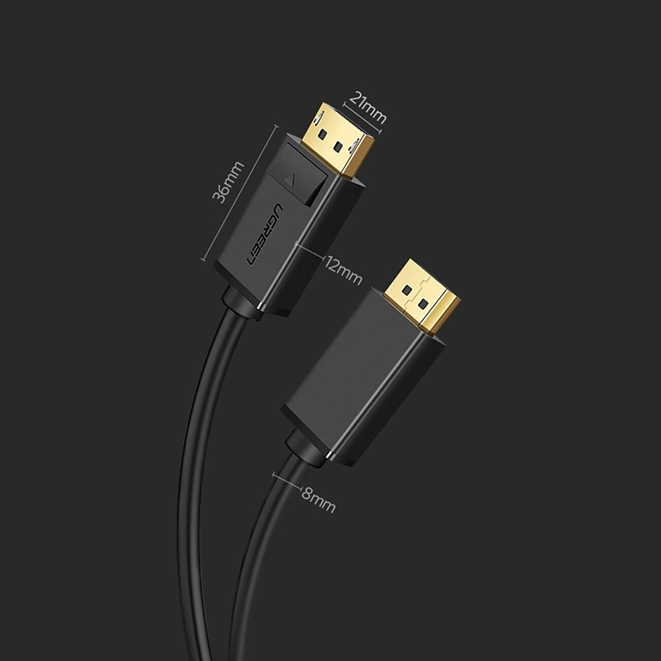 Ugreen DP102 10244 DisplayPort 1.2 4K / DisplayPort 1.2 4K-kabel, 1 m – svart