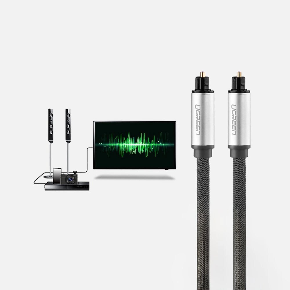 Ugreen AV108 10540 optisk Toslink/SPDIF-kabel, 2 m – grå