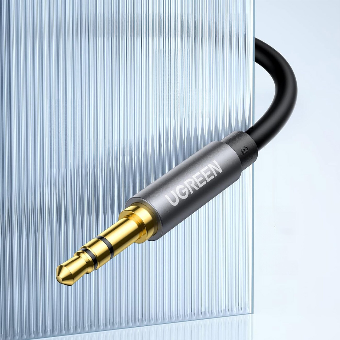 Ugreen AV118 10592-kabel, 3,5 mm minijack (hann) / 3,5 mm minijack (hunn), 1 m – sølv