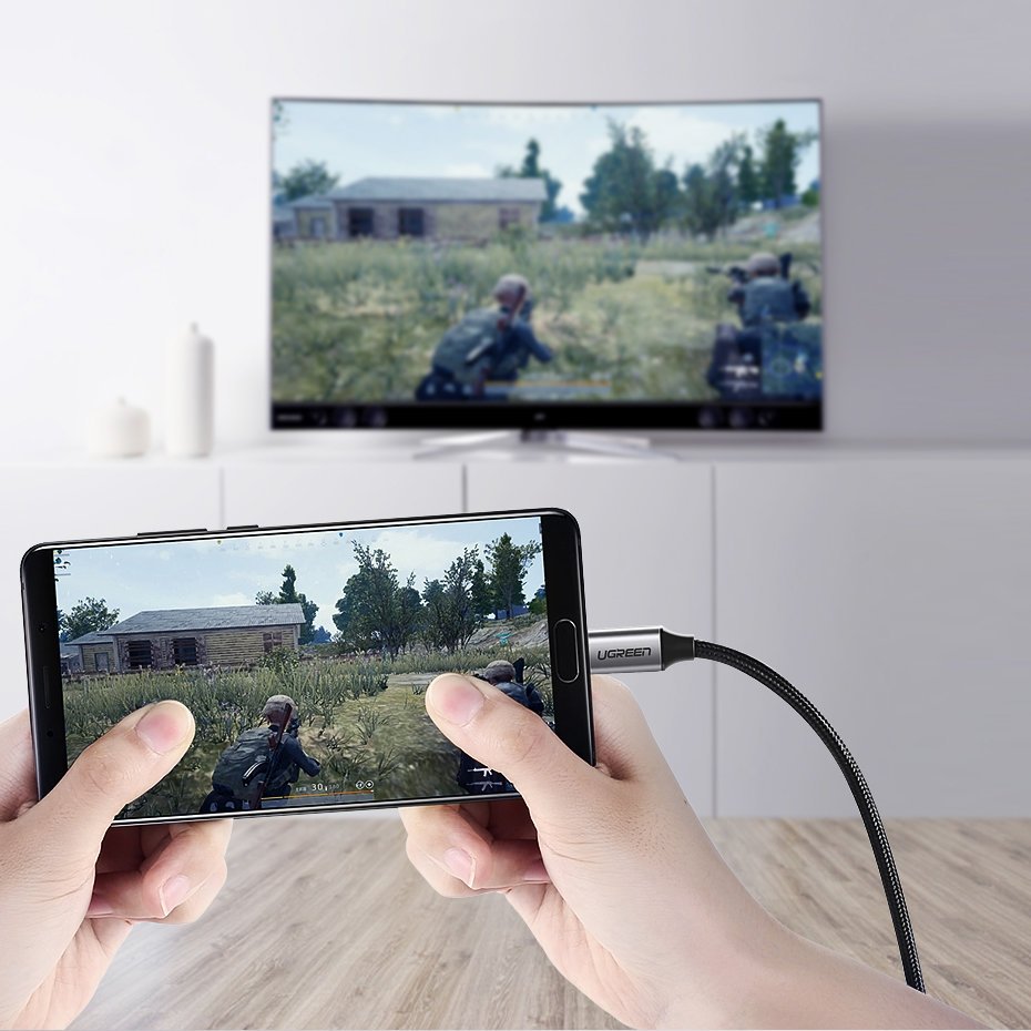Ugreen HDMI-kabel – USB Type-C, 4K, 60 Hz, 1,5 m, svart-grå (MM142 50570)