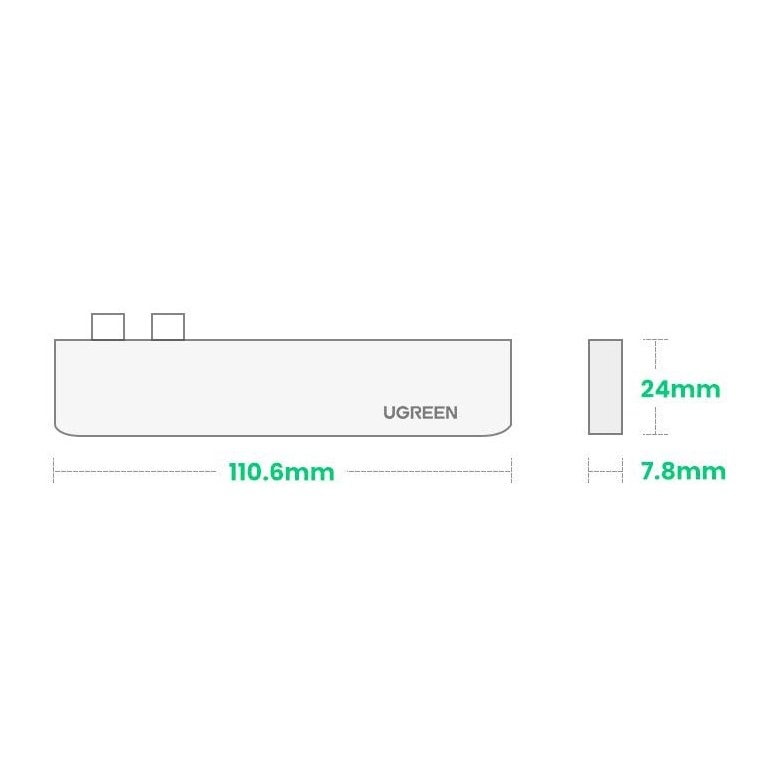 HUB Ugreen 60559 2x USB-C/USB-C PD (TB3, 100W, 4K60, 10Gbps) HDMI 4K30 3x USB 3.0 Gray