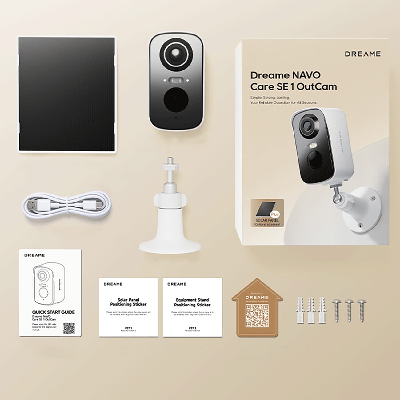 Dreame Navo Care SE 1 Outcam utendørskamera med solcellepanel – hvit