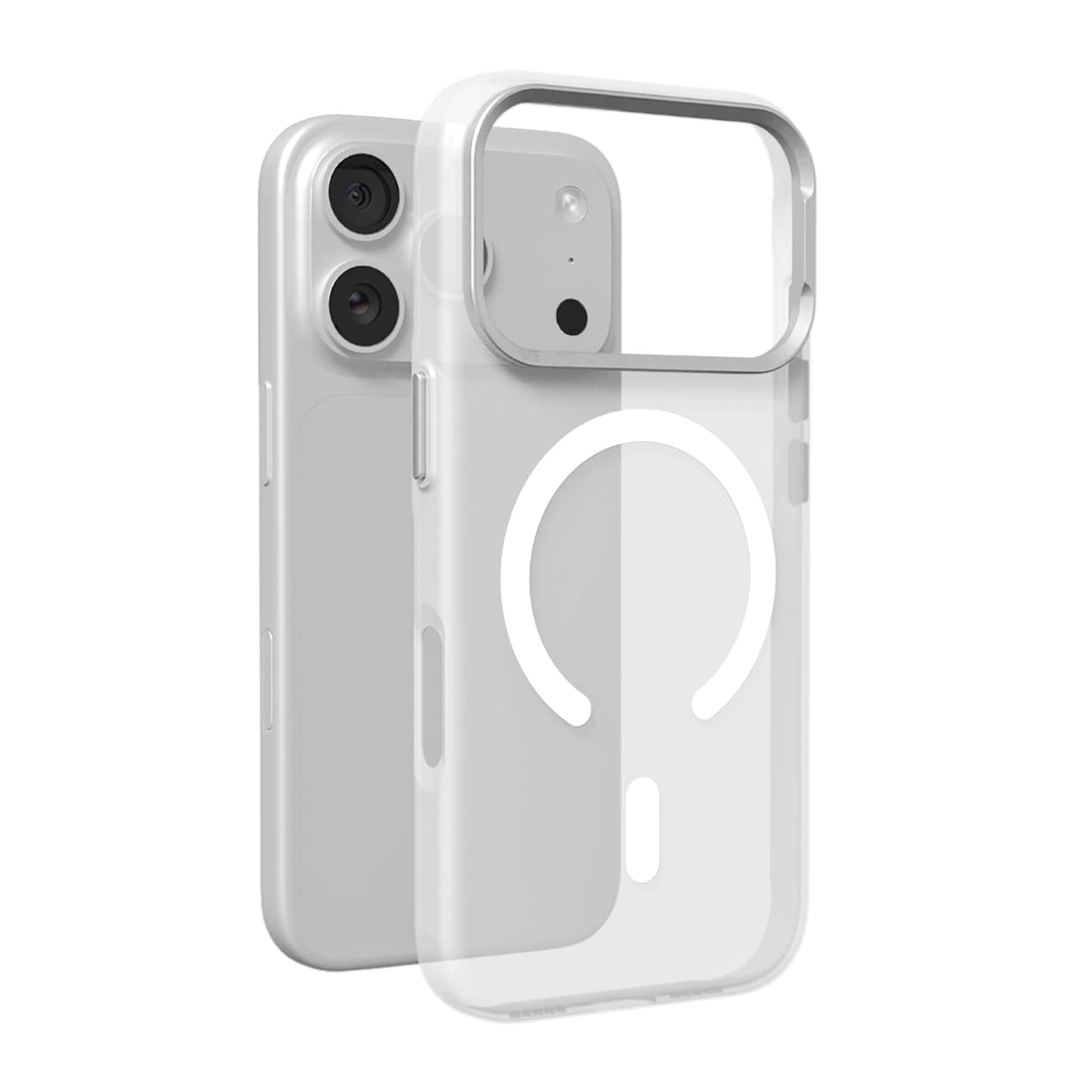 Puro Lightfeel iPhone 17 Pro-etui, kompatibelt med MagSafe – gjennomsiktig og hvitt
