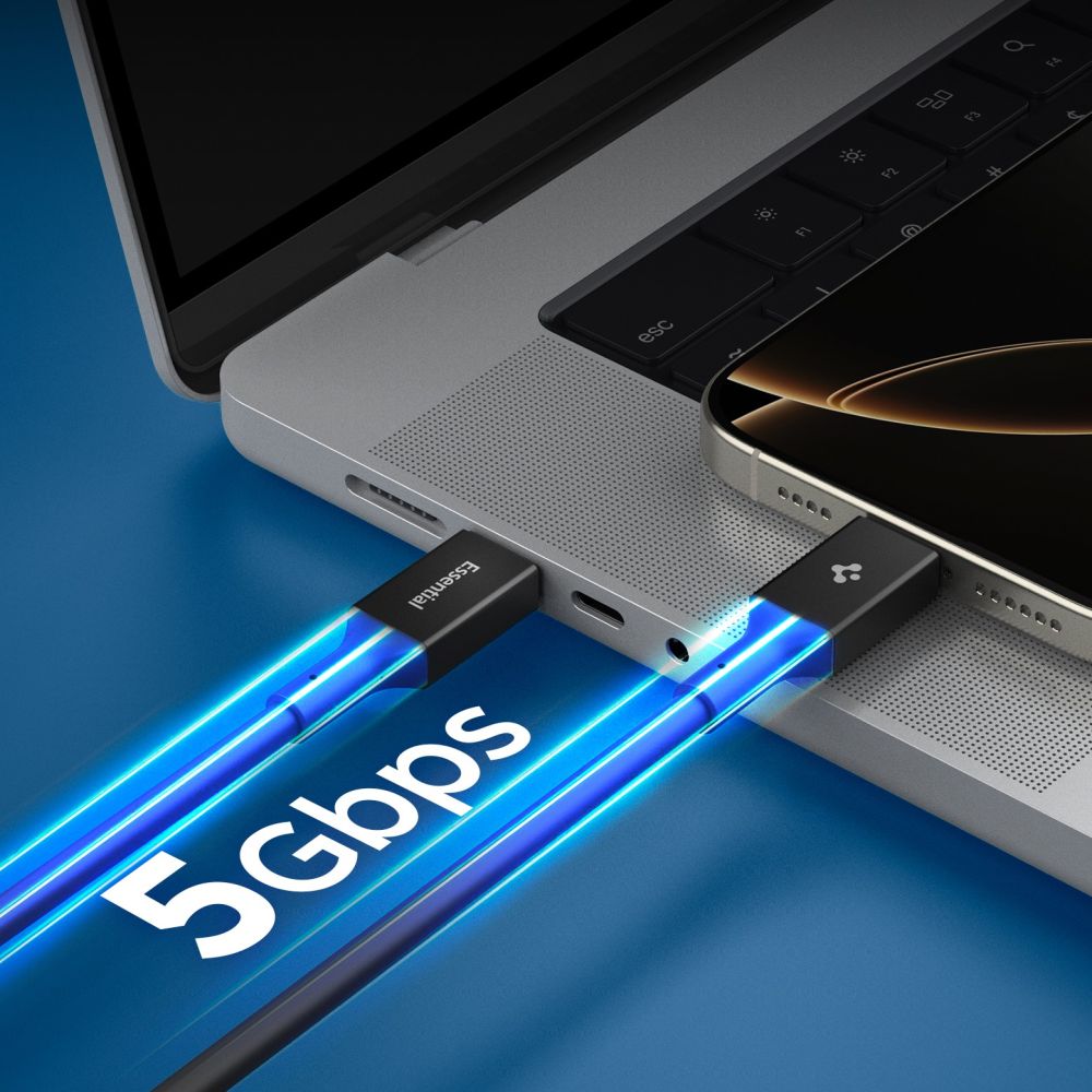Spigen EB10020CC USB-C-kabel 100 W, 200 cm – svart
