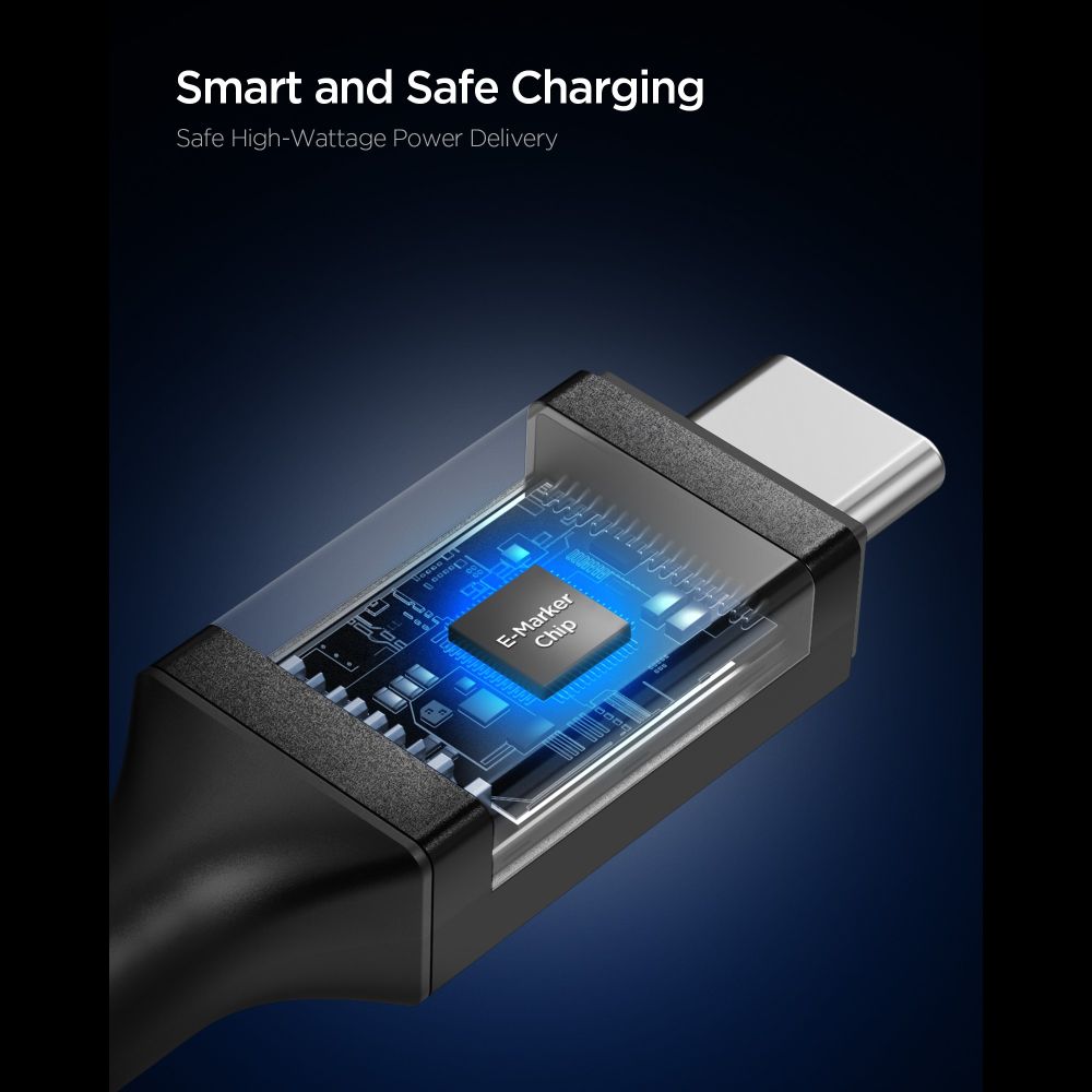 Spigen EB10020CC USB-C-kabel 100 W, 200 cm – svart