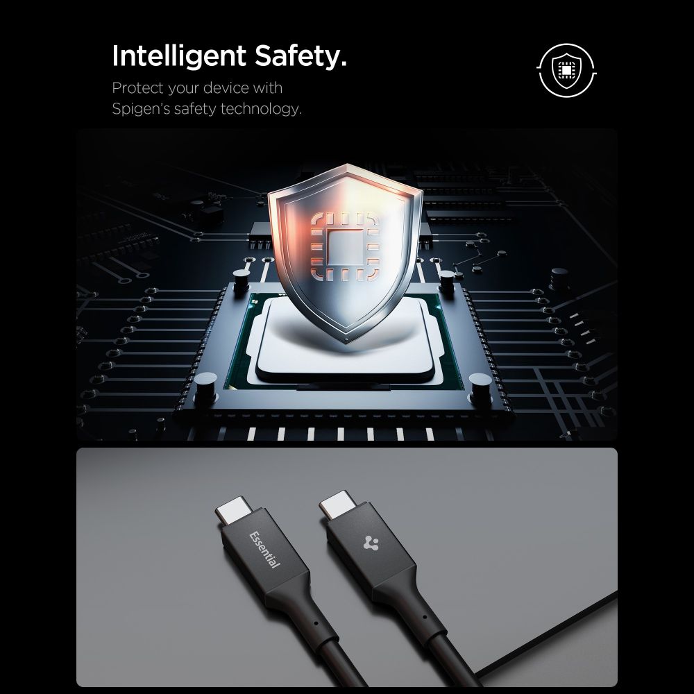 Spigen EB10020CC USB-C-kabel 100 W, 200 cm – svart