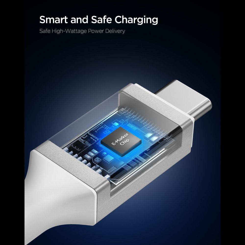 Spigen EB10010CC 100 W, 100 cm kabel – hvit
