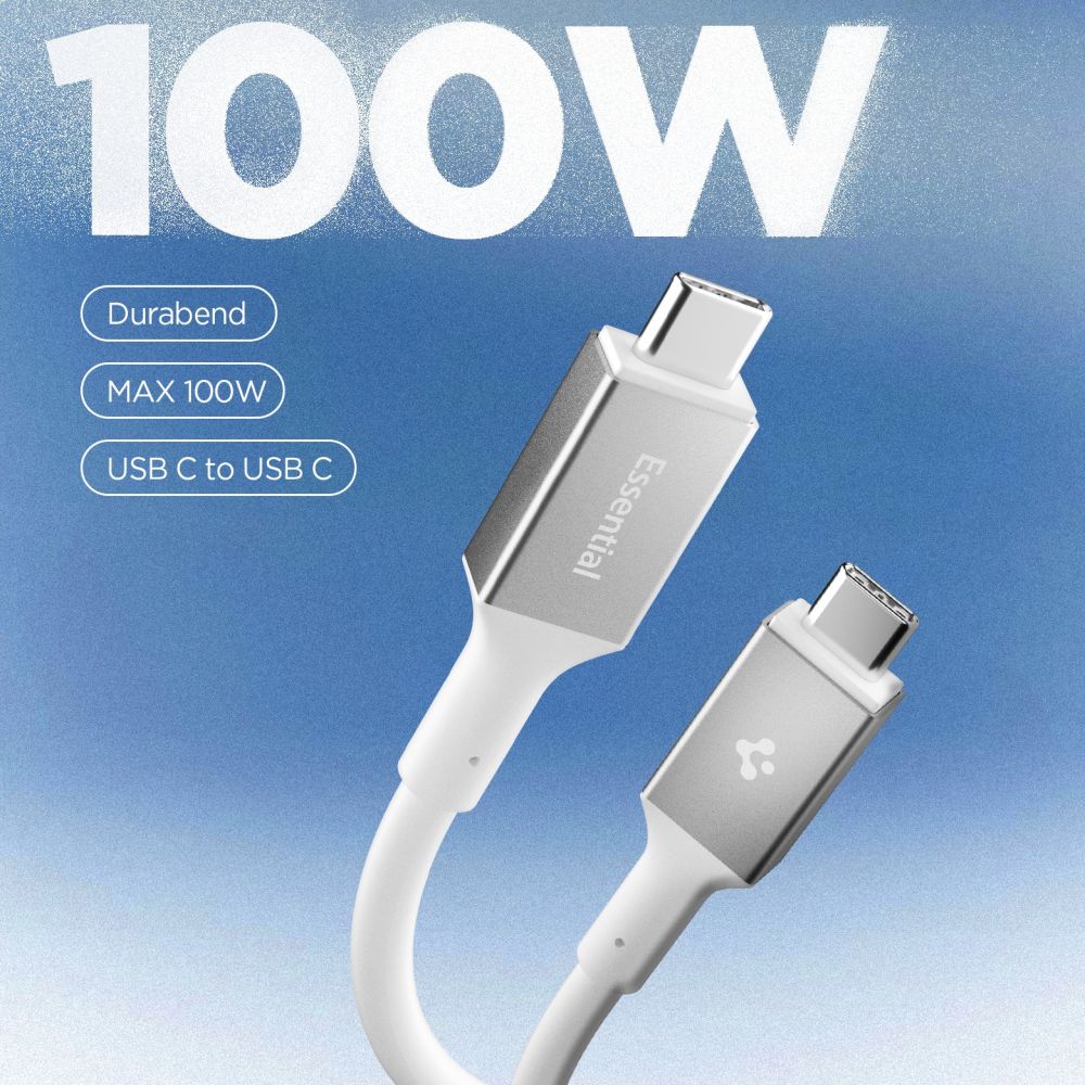 Spigen EB10020CC USB-C-kabel 100 W, 200 cm – hvit