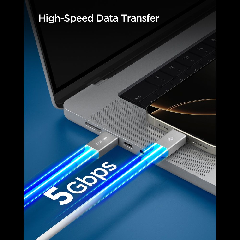 Spigen EB10020CC USB-C-kabel 100 W, 200 cm – hvit
