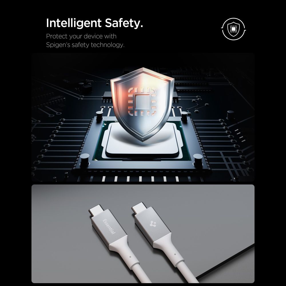 Spigen EB10020CC USB-C-kabel 100 W, 200 cm – hvit
