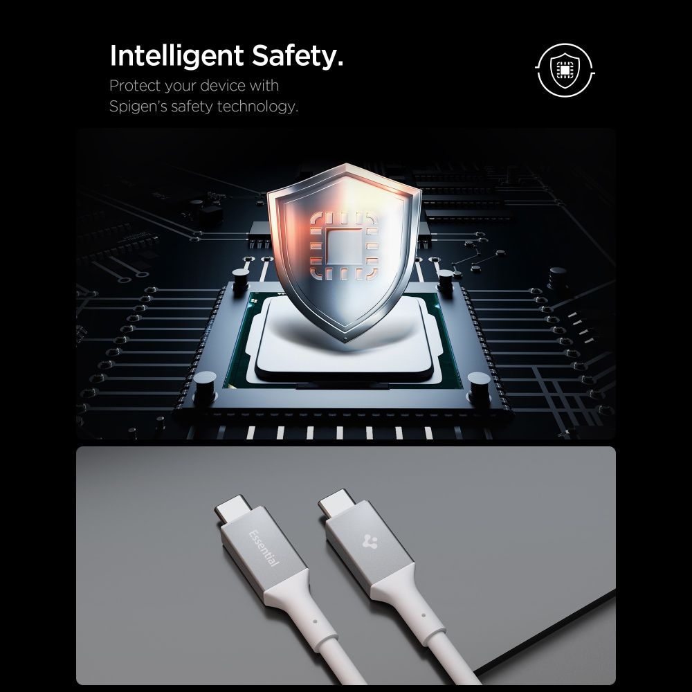 Spigen EB24012CC USB-C-kabel 240 W, 120 cm – hvit