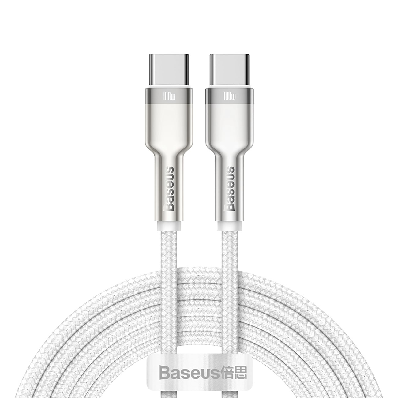 Baseus Cafule Metal 100 W USB-C – USB-C-kabel 2 m – hvit