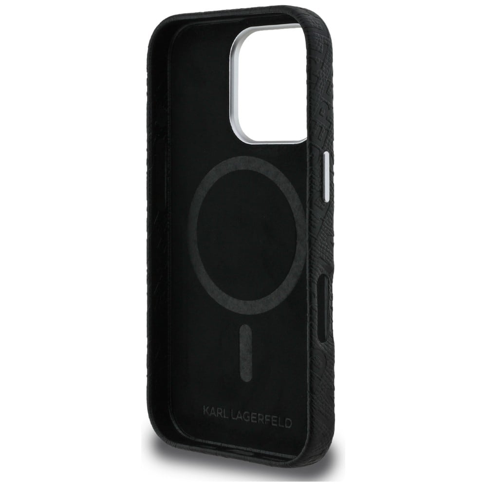 Karl Lagerfeld FW «Stamped Karl» MagSafe-etui til iPhone 16 Pro – svart