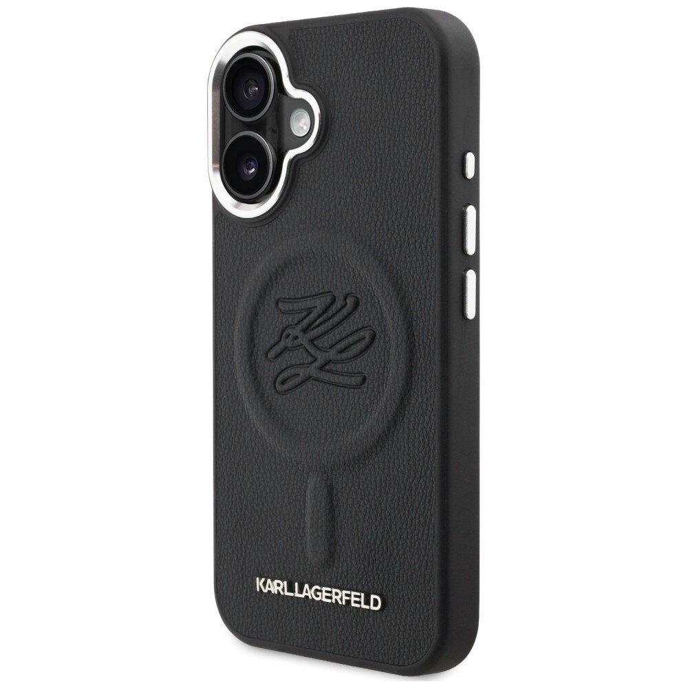 Karl Lagerfeld MagSafe-etui med initialer og metallogo til iPhone 16 – svart