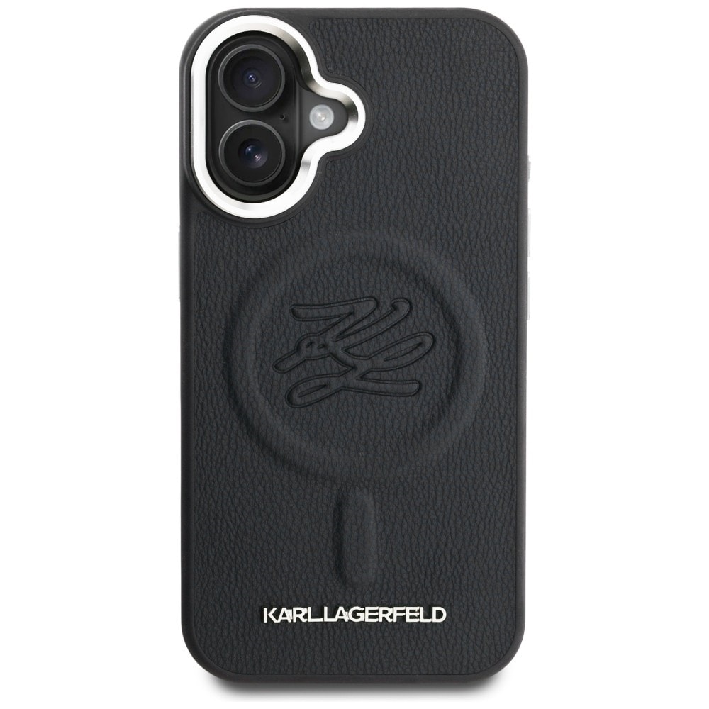 Karl Lagerfeld MagSafe-etui med initialer og metallogo til iPhone 16 – svart