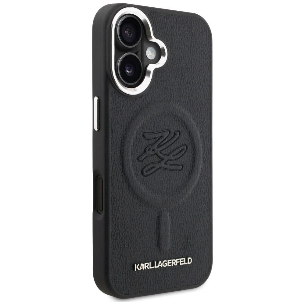Karl Lagerfeld MagSafe-etui med initialer og metallogo til iPhone 16 – svart