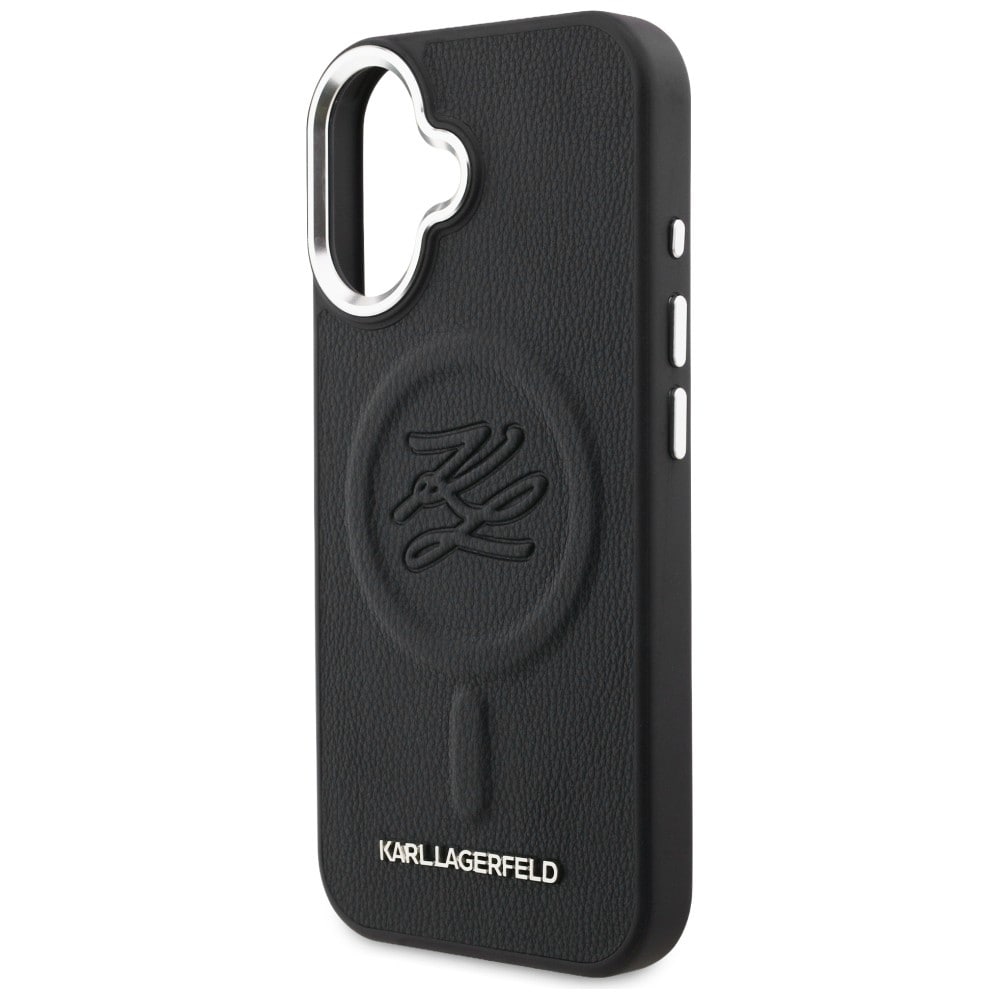 Karl Lagerfeld MagSafe-etui med initialer og metallogo til iPhone 16 – svart