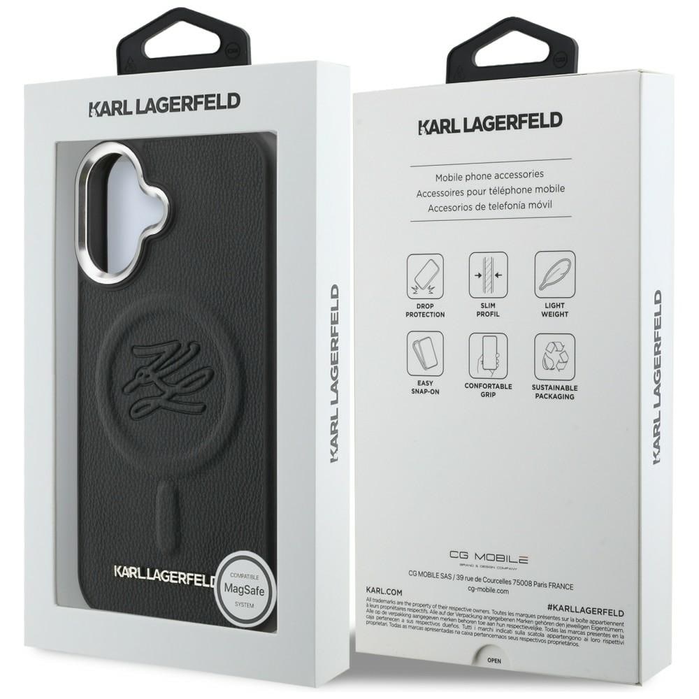 Karl Lagerfeld MagSafe-etui med initialer og metallogo til iPhone 16 – svart