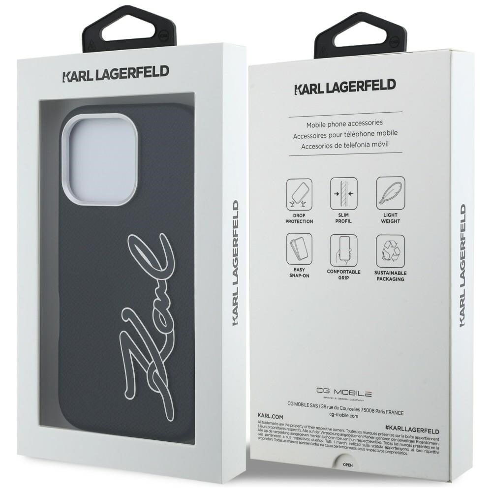 Karl Lagerfeld FW iPhone 16 Pro-etui med strukturert signaturlogo – svart
