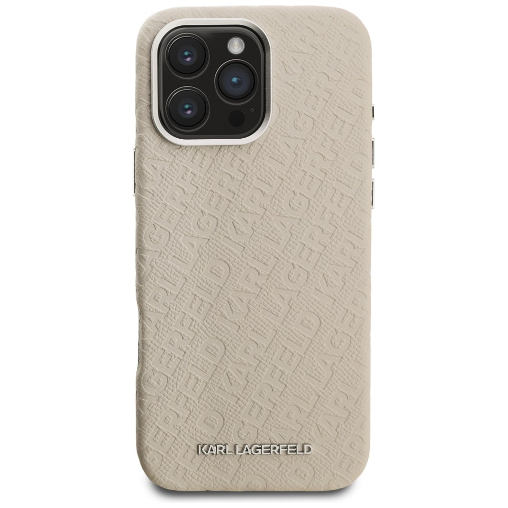 Karl Lagerfeld FW «Stamped Karl» MagSafe-etui til iPhone 16 Pro – beige