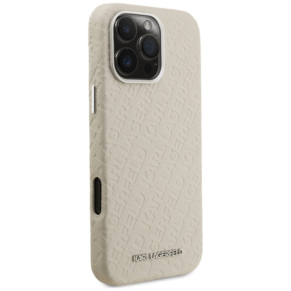 Karl Lagerfeld FW «Stamped Karl» MagSafe-etui til iPhone 16 Pro – beige