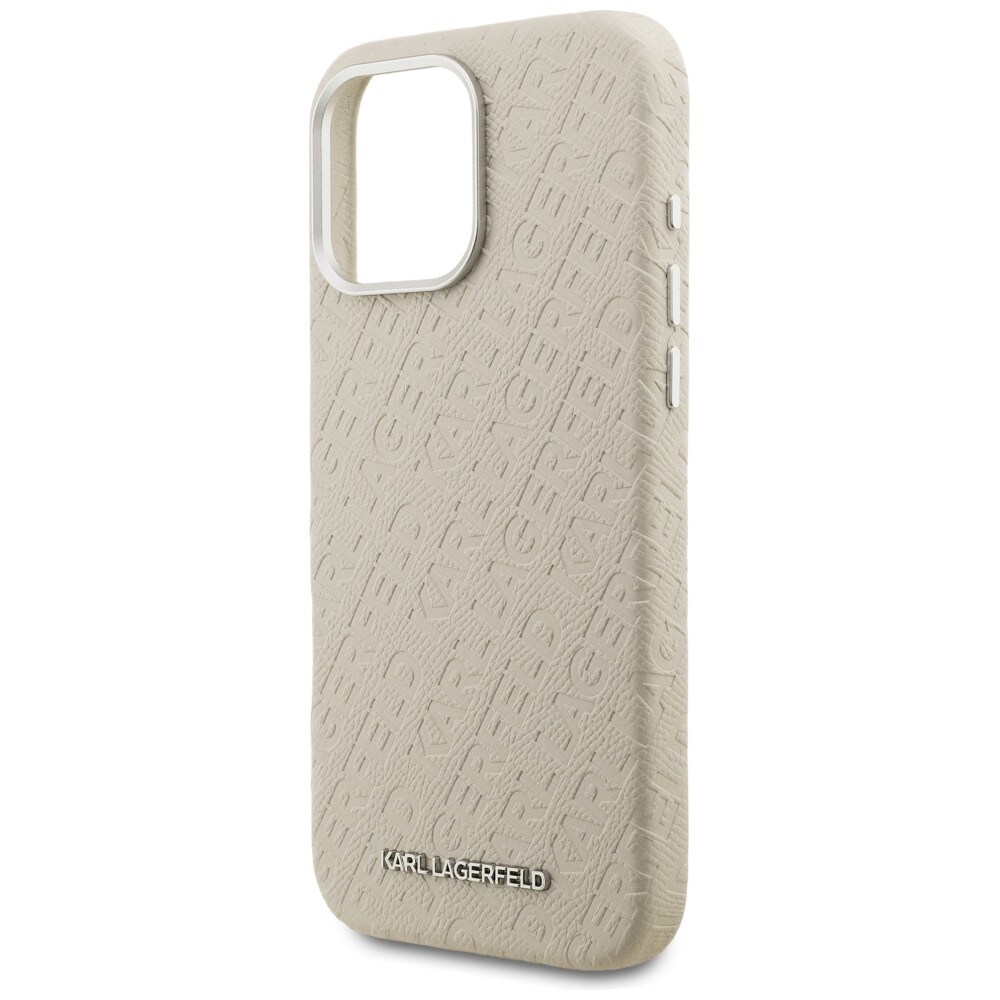 Karl Lagerfeld FW «Stamped Karl» MagSafe-etui til iPhone 16 Pro – beige