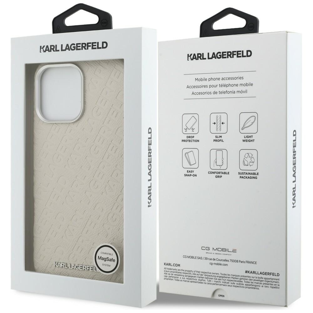 Karl Lagerfeld FW «Stamped Karl» MagSafe-etui til iPhone 16 Pro – beige