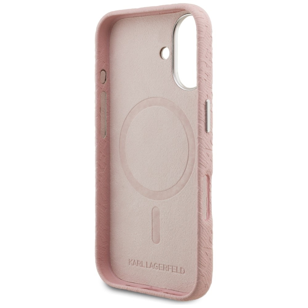 Karl Lagerfeld FW Stamped Karl MagSafe iPhone 16-etui – rosa