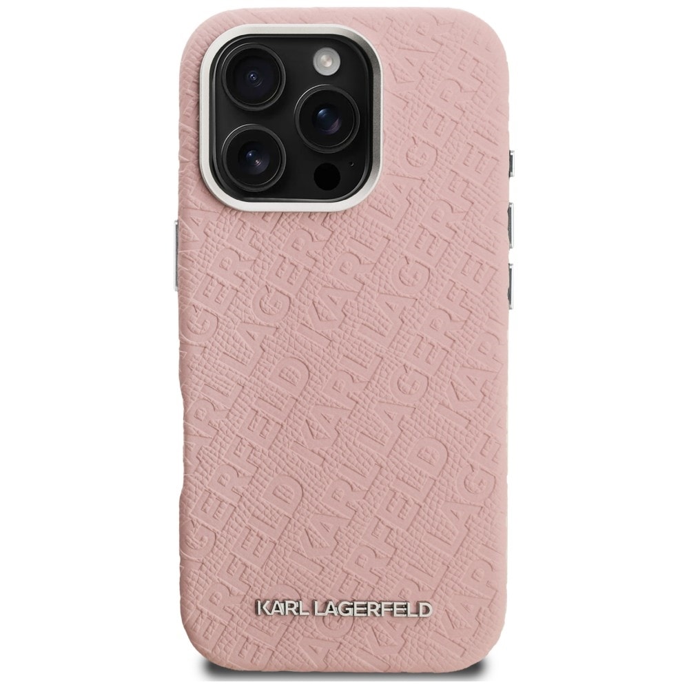 Karl Lagerfeld FW «Stamped Karl» MagSafe-etui til iPhone 16 Pro – rosa
