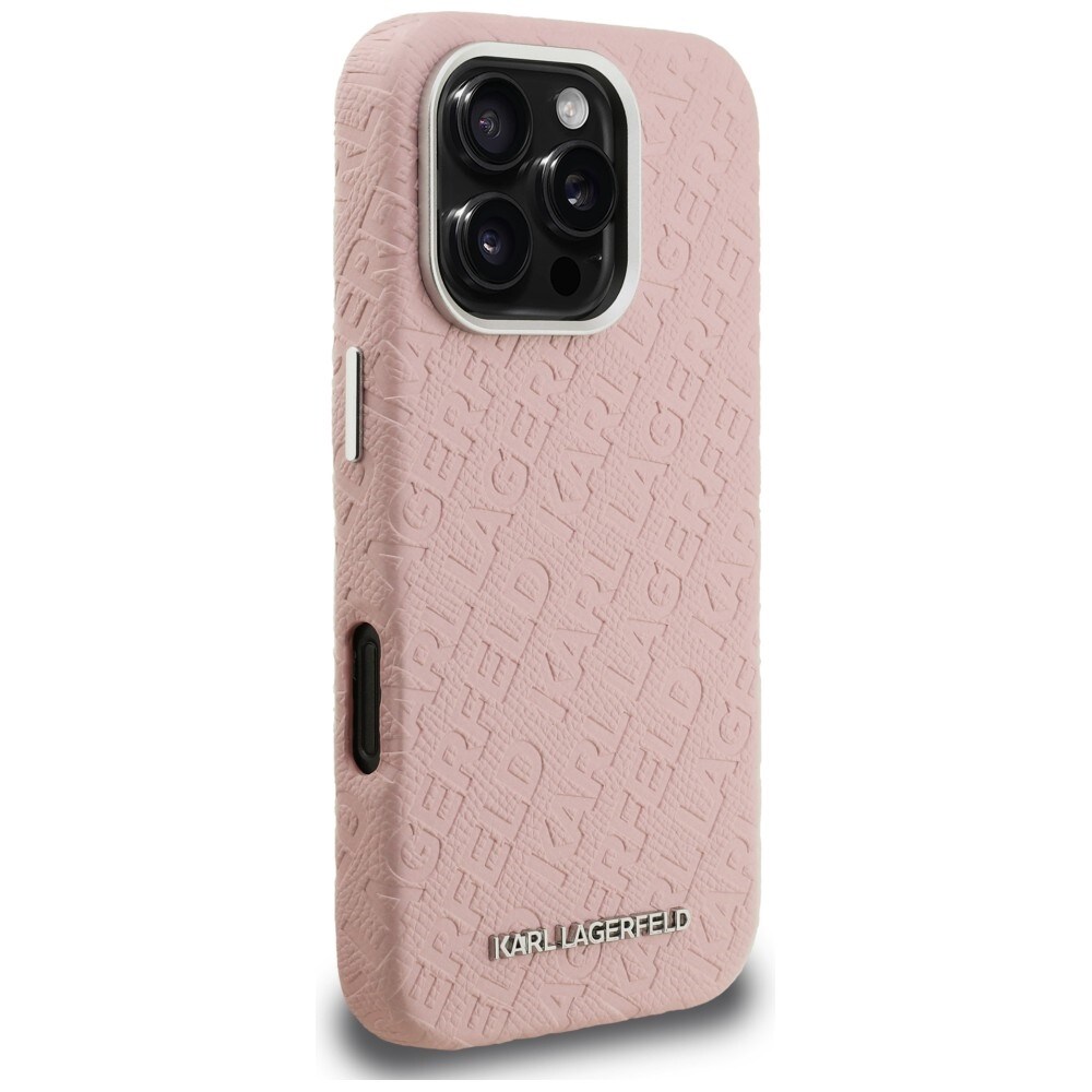 Karl Lagerfeld FW «Stamped Karl» MagSafe-etui til iPhone 16 Pro – rosa