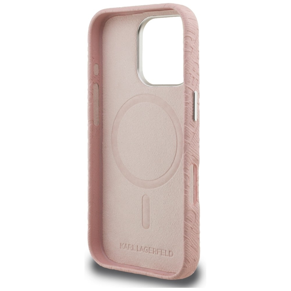 Karl Lagerfeld FW «Stamped Karl» MagSafe-etui til iPhone 16 Pro – rosa