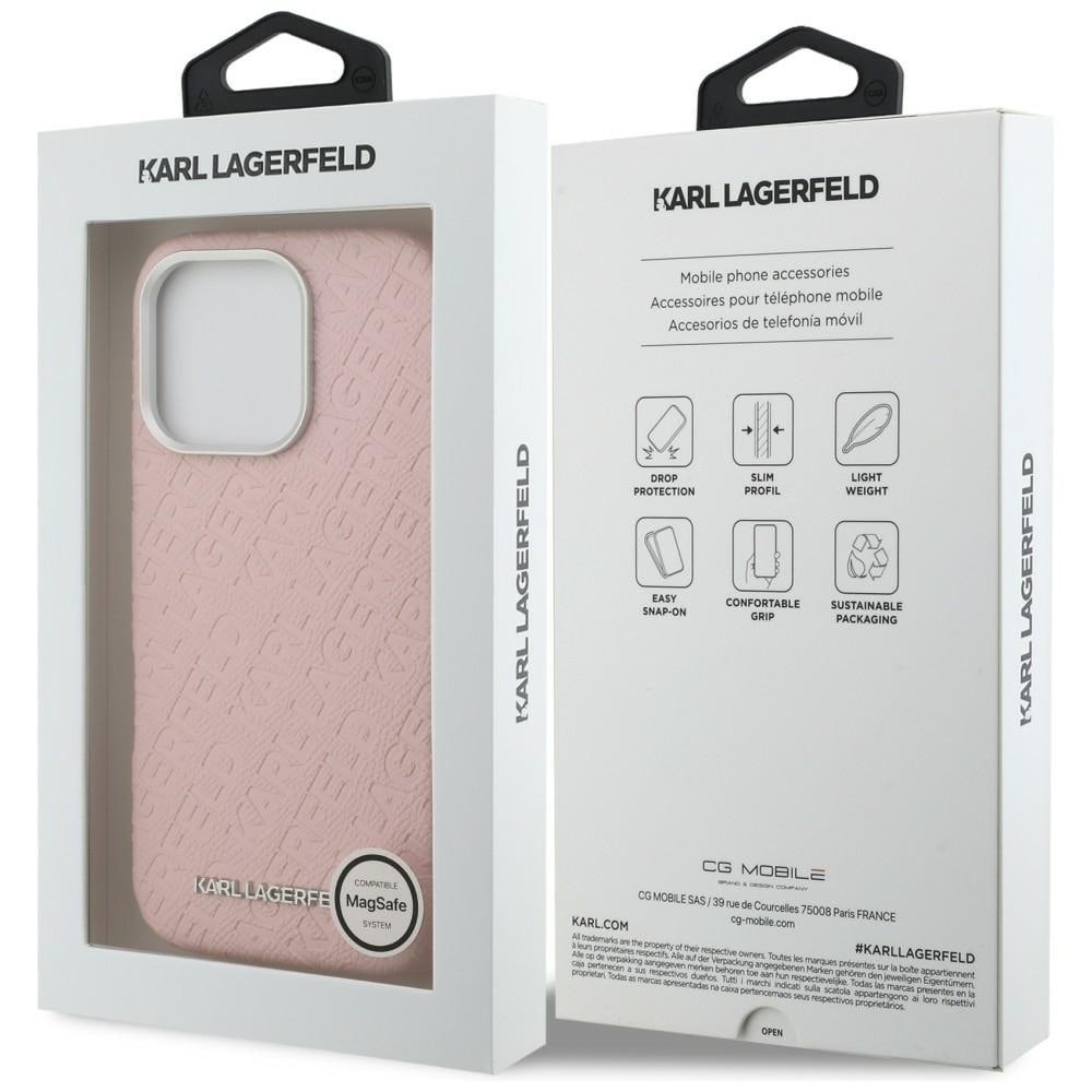 Karl Lagerfeld FW «Stamped Karl» MagSafe-etui til iPhone 16 Pro – rosa