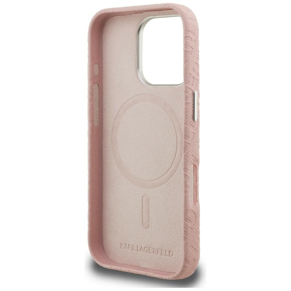 Karl Lagerfeld FW «Stamped Karl» MagSafe-etui til iPhone 16 Pro Max – rosa