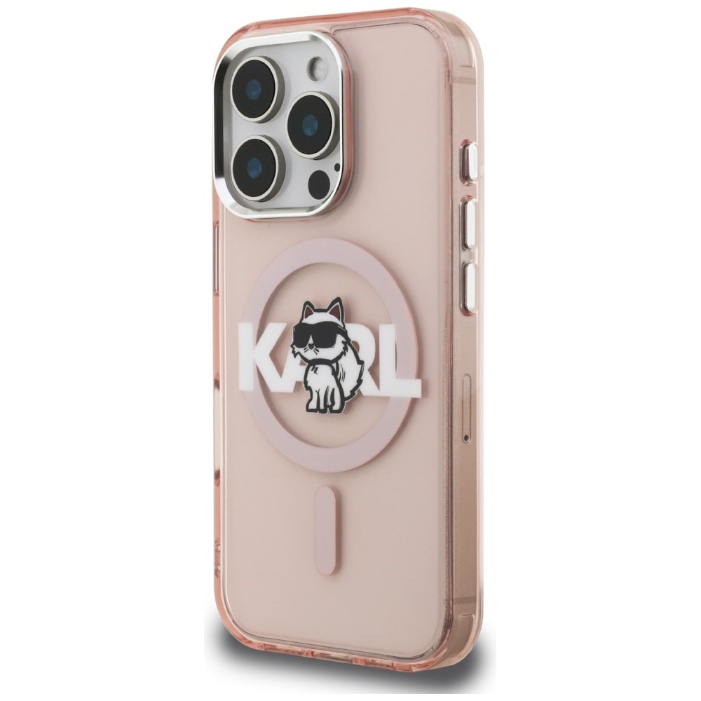 Karl Lagerfeld IML Choupette Sketch Logo MagSafe-etui til iPhone 16 Pro Max – rosa