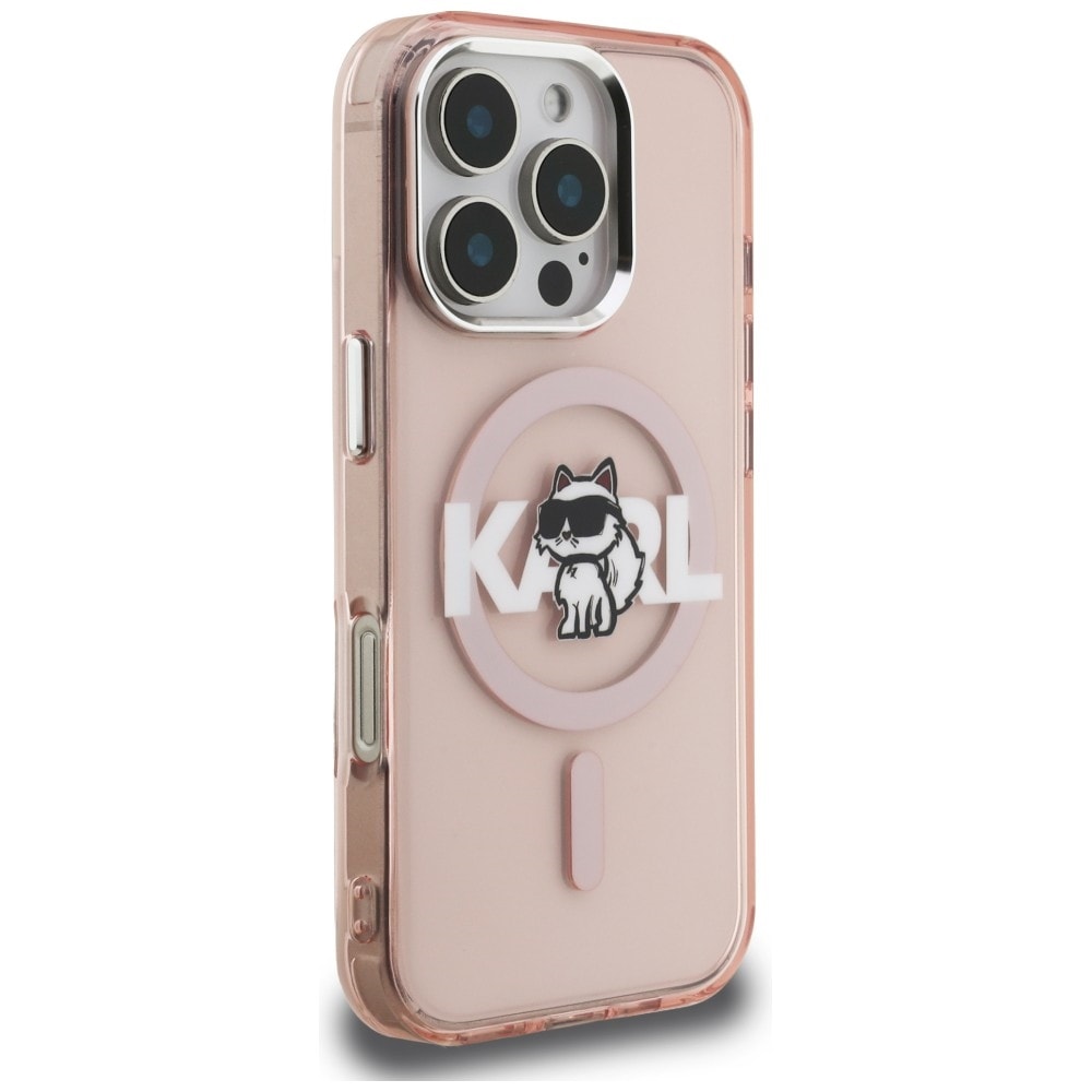 Karl Lagerfeld IML Choupette Sketch Logo MagSafe-etui til iPhone 16 Pro Max – rosa